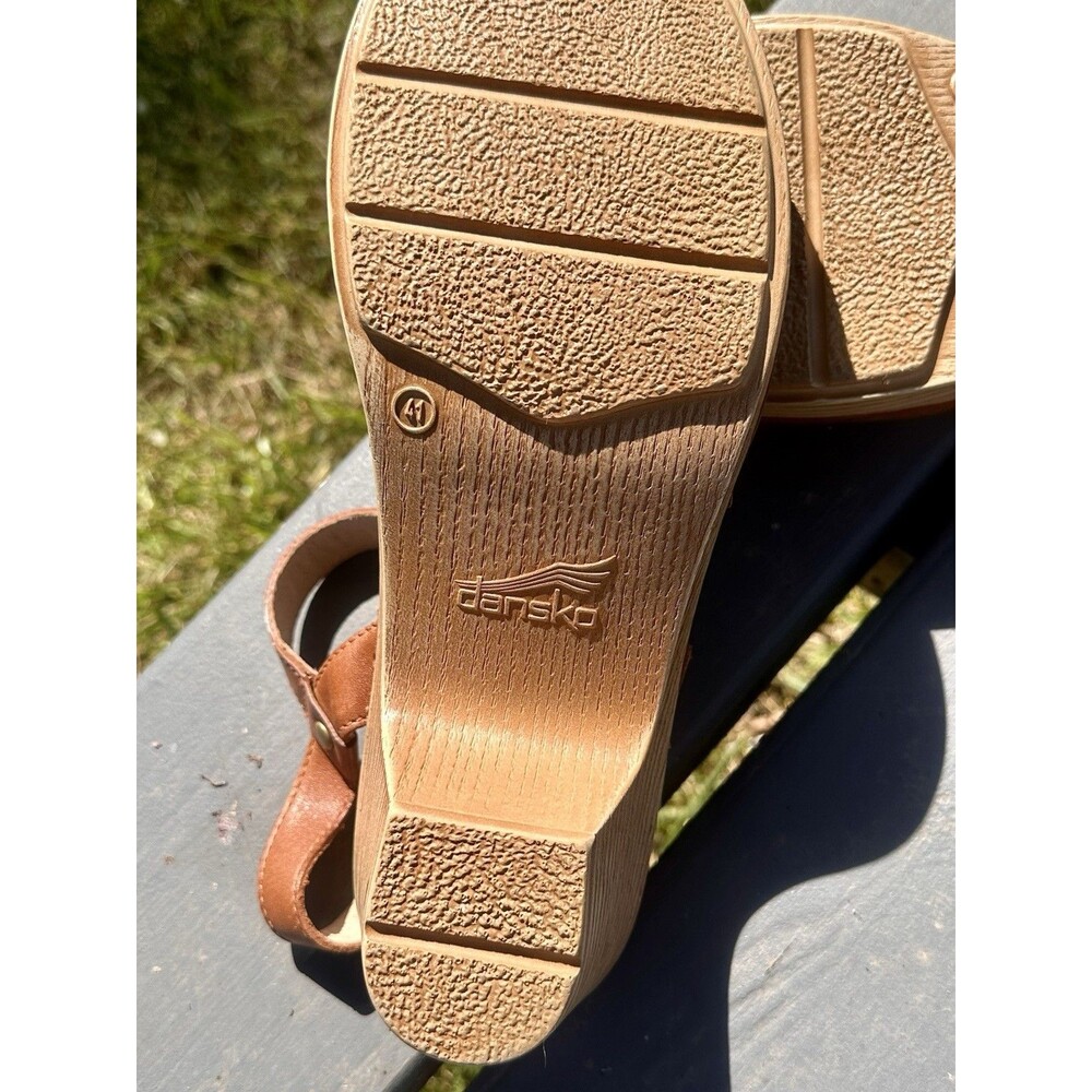 Dansko Women’s Brown Leather Scalloped Slingback Clogs Buckle Strap  EU 41 - Picture 11 of 16